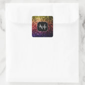 Regenbooggele rode paarse sparren Monogram Vierkante Sticker (Tas)