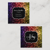 Regenbooggele rode paarse sparren Monogram Vierkante Visitekaartje (Voorkant / Achterkant)