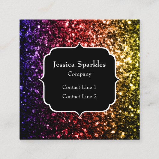 Regenbooggele rode paarse sparren Monogram Vierkante Visitekaartje (Voorkant)