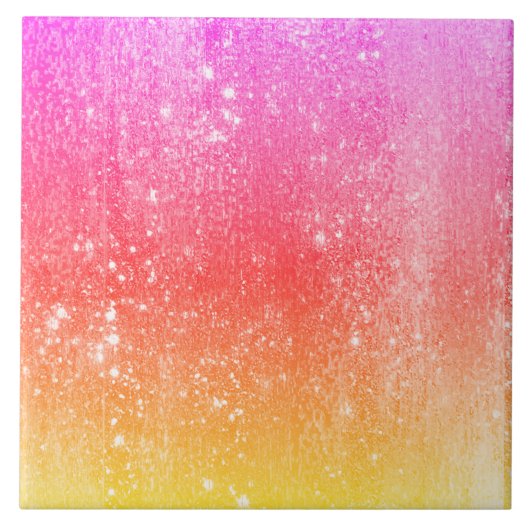 Regenbooggele roze gradiënt tegeltje (Voorkant)