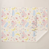 regenbooggelukkig unicorn sterren pastelmonogram sherpa deken (Voorkant (horizontaal))