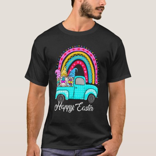 Regenbooggeneraals met bunny Eggs die op afval jaa T-shirt (Voorkant)