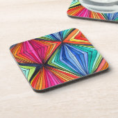 Regenbooggeometrische optische kunst drankjes onderzetter (Linkerzijde)