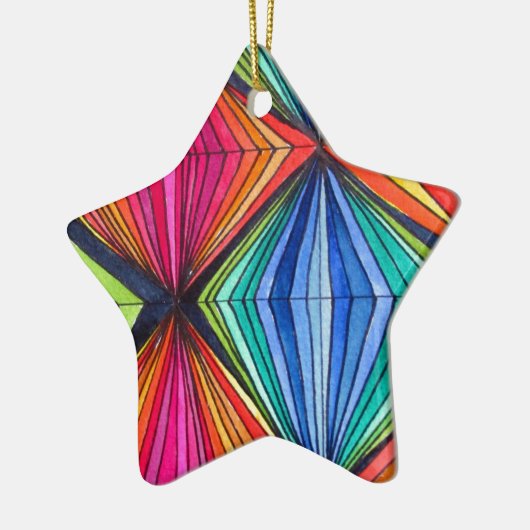 Regenbooggeometrische optische kunst keramisch ornament (Links)