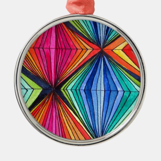 Regenbooggeometrische optische kunst metalen ornament (Voorkant)