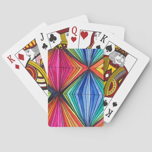 Regenbooggeometrische optische kunst pokerkaarten (Achterkant)
