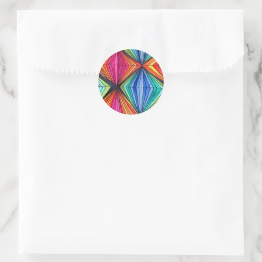 Regenbooggeometrische optische kunst ronde sticker (Tas)
