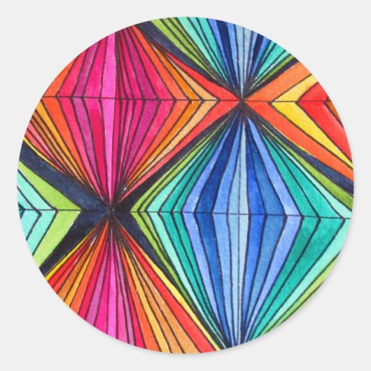 Regenbooggeometrische optische kunst ronde sticker (Voorkant)