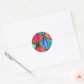 Regenbooggeometrische optische kunst ronde sticker (Envelop)