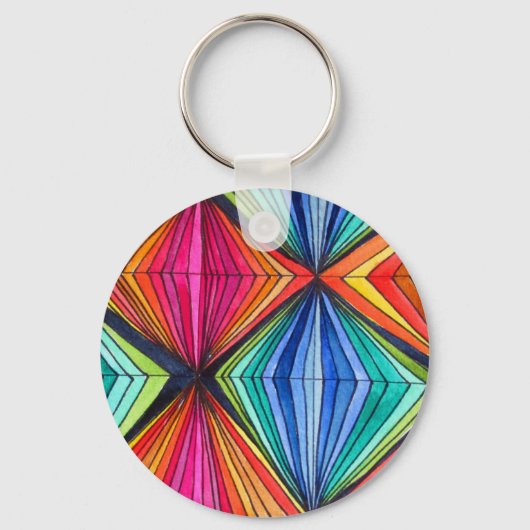 Regenbooggeometrische optische kunst sleutelhanger (Voorkant)