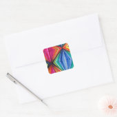 Regenbooggeometrische optische kunst vierkante sticker (Envelop)