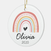 Regenbooggepersonaliseerde kerstversiering keramisch ornament (Links)