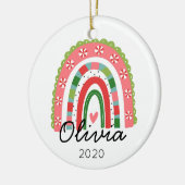 Regenbooggepersonaliseerde kerstversiering keramisch ornament (Links)