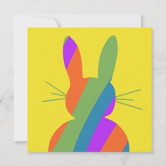 Regenbooggestreepte paashaas kaart (Voorkant)