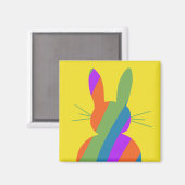 Regenbooggestreepte paashaas magneet (Voorkant / Achterkant)