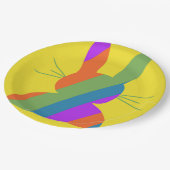 Regenbooggestreepte paashaas papieren bordje (Gekanteld)