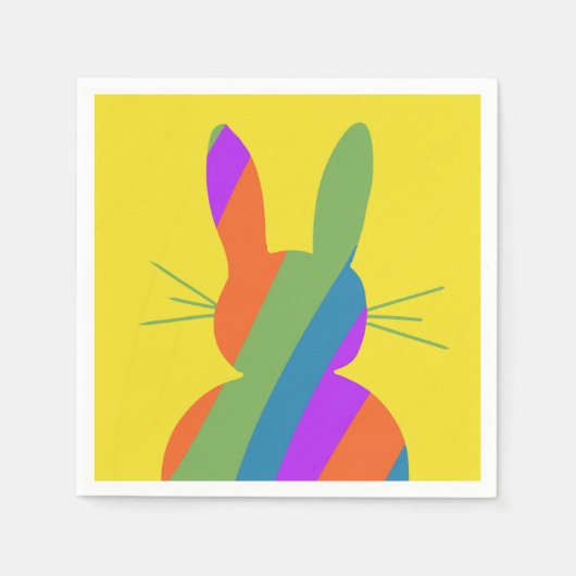 Regenbooggestreepte paashaas servet (Voorkant)