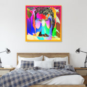 Regenbooggezicht met Paarse lenzen Canvas Afdruk (Insitu (Slaapkamer))