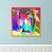 Regenbooggezicht met Paarse lenzen Canvas Afdruk (Insitu (Houten vloer))