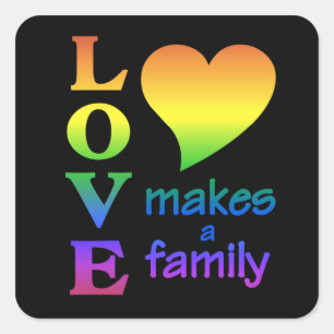 Regenbooggezinstickers Vierkante Sticker