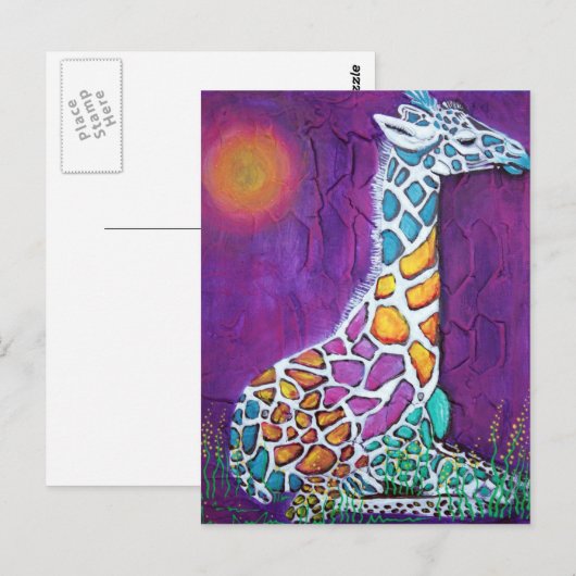 RegenboogGiraffe Briefkaart (Voorkant / Achterkant)