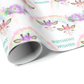RegenboogGiraffe in Birthday Cadeaupapier (Rol Hoek)