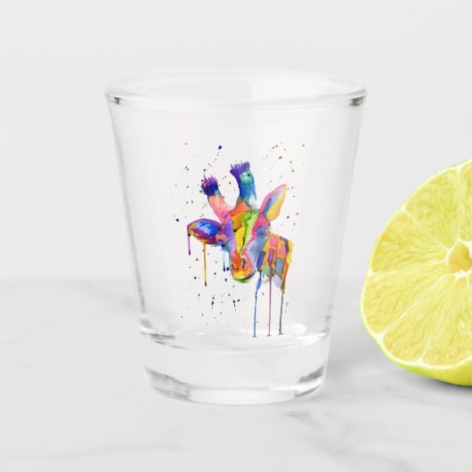 RegenboogGiraffe Scheerglas Shot Glas (Voorkant)