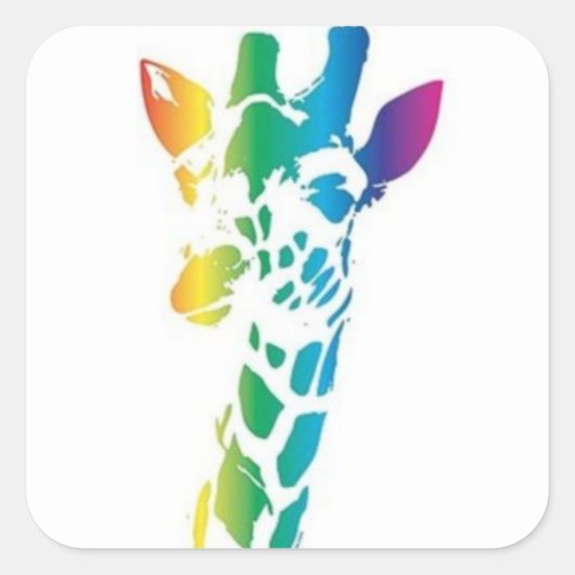 RegenboogGiraffe Vierkante Sticker (Voorkant)