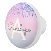 Regenboogglitterdruppels met monogram keramische knop (Rechts)