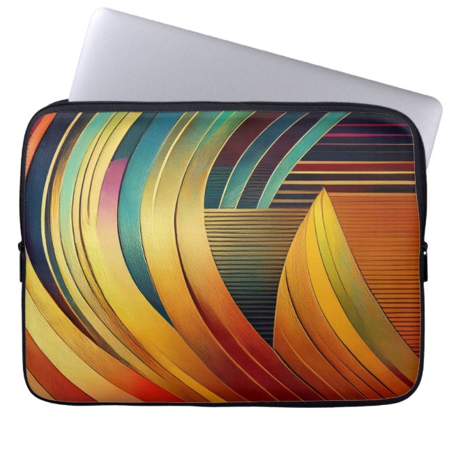 Regenbooggolf Laptop Sleeve (Voorkant)