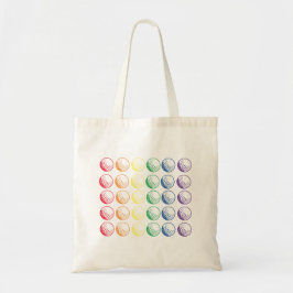 Regenbooggolf met naam tote bag