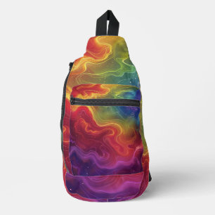 Regenbooggolf van digitale kunst sling bag