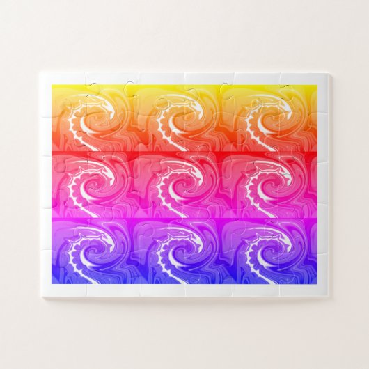 Regenbooggolven kunst legpuzzel (Horizontaal)