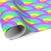 Regenbooggolven neon cadeaupapier (Rol Hoek)
