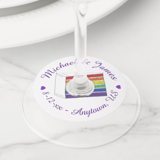 Regenbooggordel Slice LGBT Gay Pride Wijnglaslabel (Dichtbij)