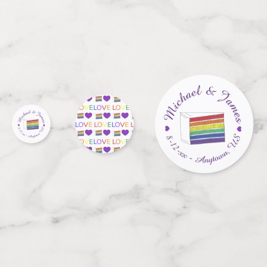 Regenbooggordel Slice Paarse Heart LGBT Gay Confetti (Voorkanten)