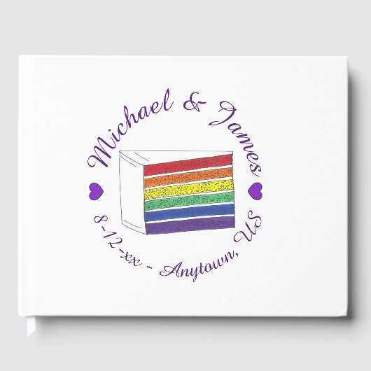 Regenbooggordel Slice Paarse Heart LGBT Gay Gastenboek (Voorkant)