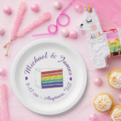 Regenbooggordel Slice Paarse Heart LGBT Gay Papieren Bordje (Feest)
