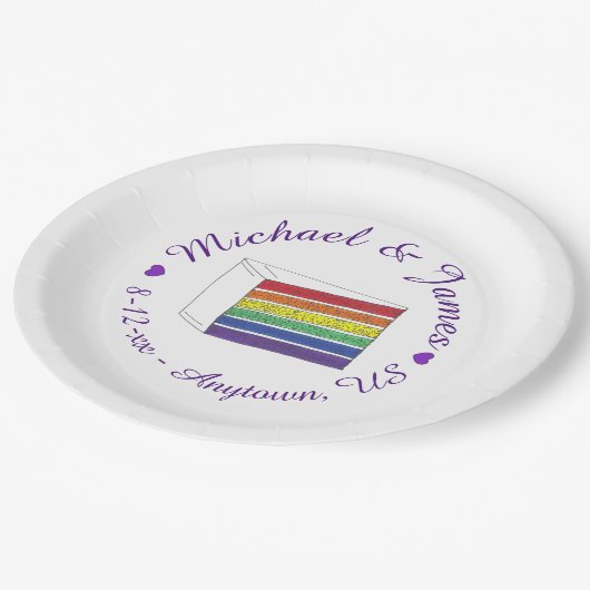 Regenbooggordel Slice Paarse Heart LGBT Gay Papieren Bordje (Gekanteld)