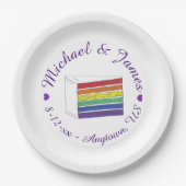 Regenbooggordel Slice Paarse Heart LGBT Gay Papieren Bordje (Voorkant)