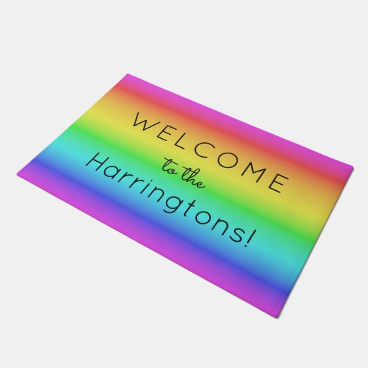 Regenbooggradiënt, aangepaste tekstdeurmatten deurmat (Schuin)