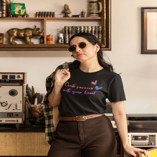 Regenbooggradiënt 'Creëer-passie met je hart' T-shirt