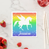 Regenbooggradiënt en unicorn Silhouette met sterre Servet (Insitu)