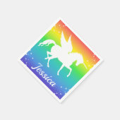 Regenbooggradiënt en unicorn Silhouette met sterre Servet (Hoek)