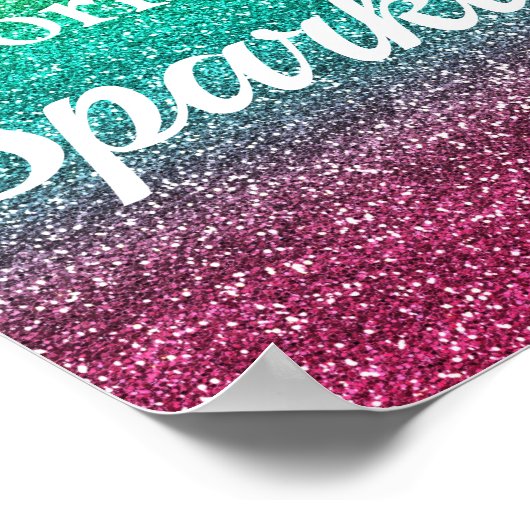 Regenbooggradiënt Glitter Born to Sparkle Poster (Hoek)