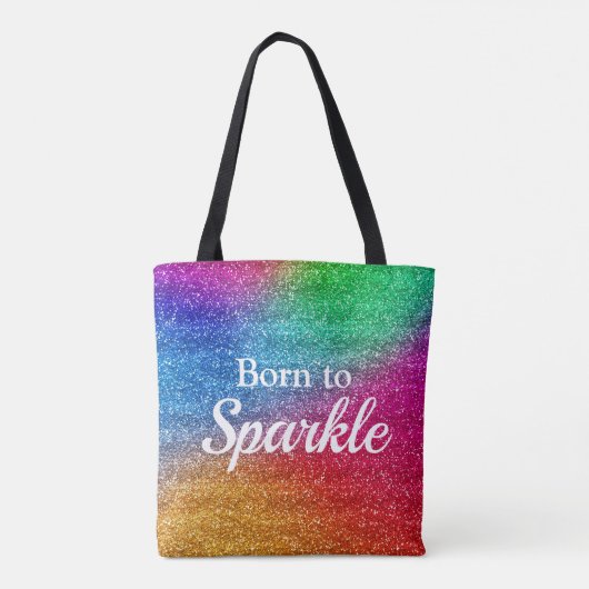 Regenbooggradiënt Glitter Born to Sparkle Tote Bag (Achterkant)