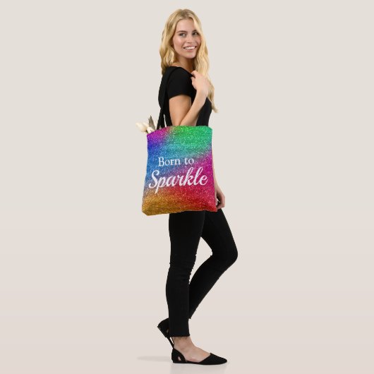 Regenbooggradiënt Glitter Born to Sparkle Tote Bag (Op model)