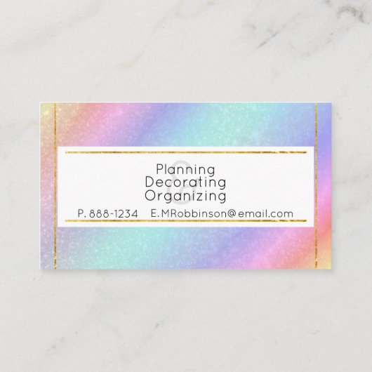 Regenbooggradiënt Glitterkleuren Visitekaartje (Achterkant)