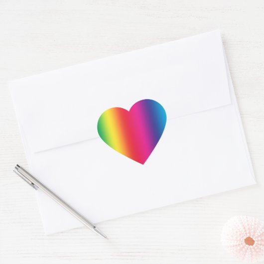 Regenbooggradiënt Hart Sticker (Envelop)