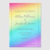  regenbooggradiënt kleurrijk LGBTQ-huwelijk Magnetische Uitnodiging (Voorkant)